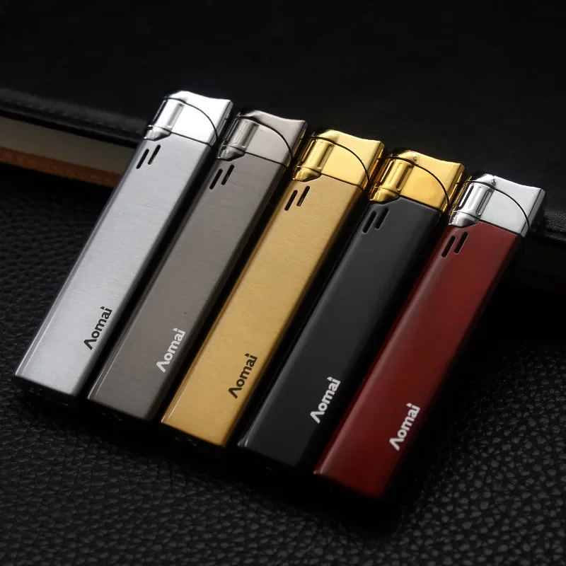Aomai Metal Windproof Jet Blue Flame Butane Gas Turbo Torch Lighter Visible Gas Window Portable Cigar Lighter Smoking Men's Gift