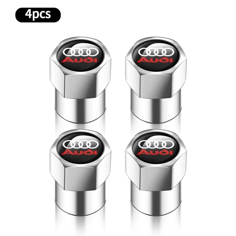 4Pcs Car Wheel Tire Air Valve Caps Stem Covers for AUDI RS S SLINE quattro A4 A3 A6 Q3 Q7 TT B8 8P 8V Q5 A5 A1 A7 A2 Q2 C6