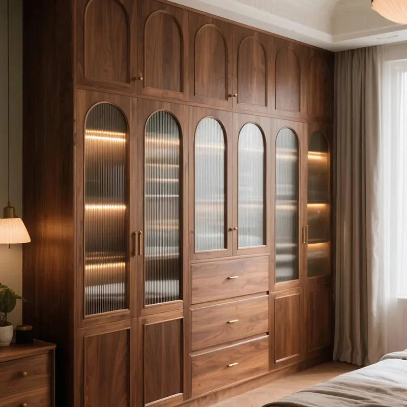 Modern Simple Solid Wood Door Closet Custom Practical Wooden Wardrobe for Bedroom Storage Home Furniture