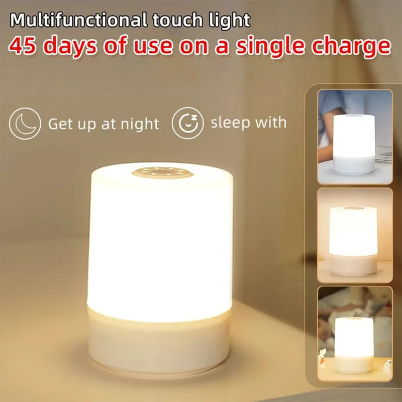 

Touch Control Night Light Three Colors Changing Portable Table Bedside Lamps For Bedroom Rechargeable USB Atmosphere Night Lamp