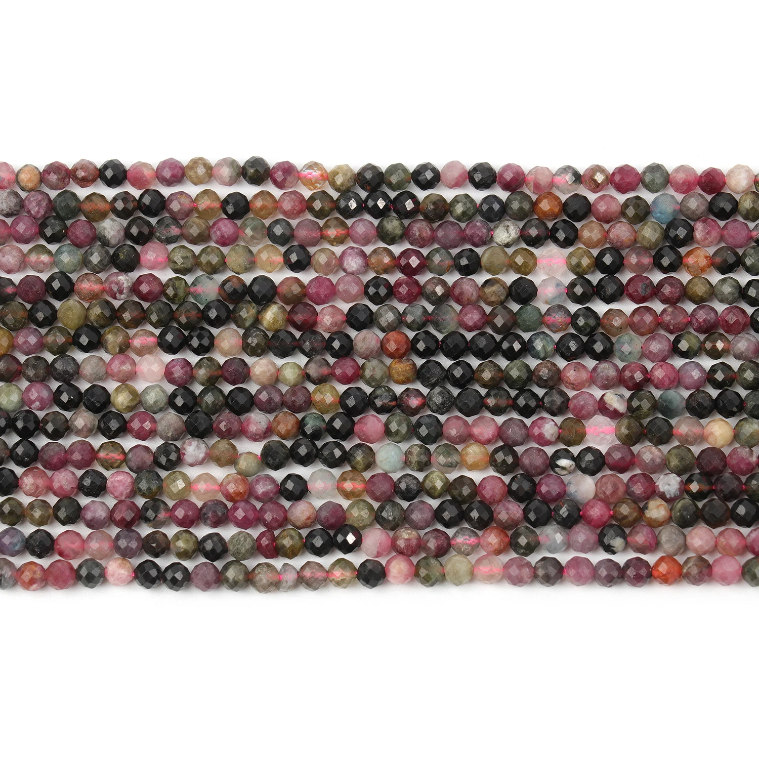 Großhandel Facettierte 2 3 4mm Naturstein Bunte Turmalin-Perlen Runde Kleine Lose Perlen für Schmuckherstellung DIY Armbänder – Detail 3