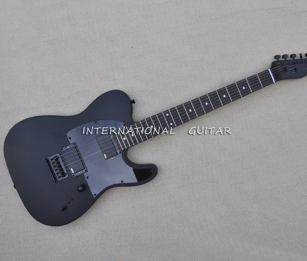 

6 Strings Matte Black Electric Guitar with Black Pickguard,Rosewood Fretboard