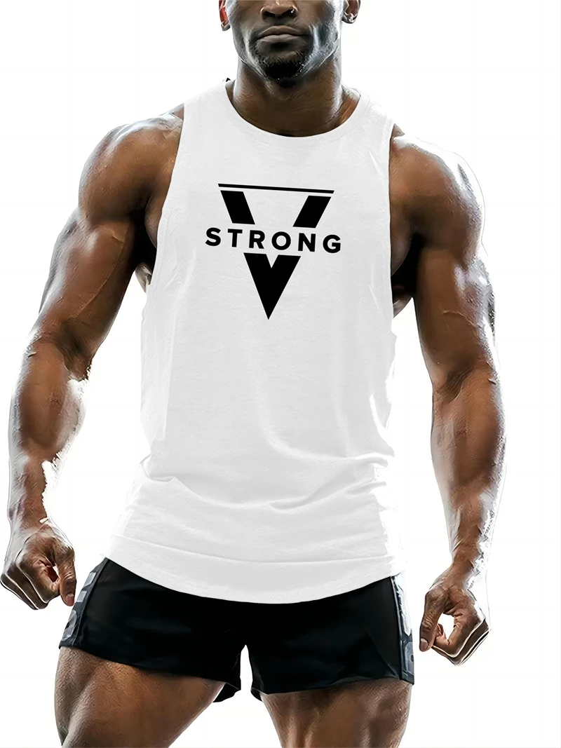 Simple Geometric Triangle Pattern Tank Tops For Men Summer Fashion 3D Printed Gym Training Vest Casual Oversized Sports Tees