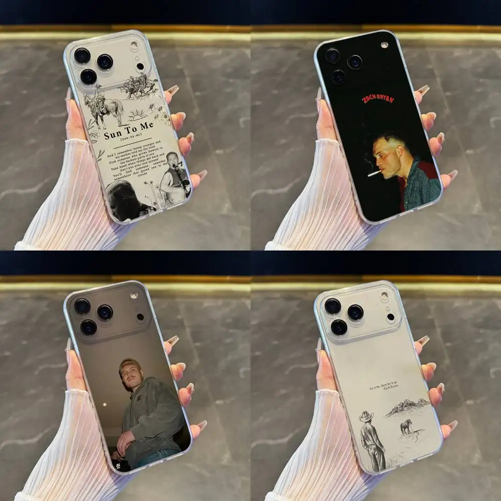 

Singer Z-Zach Bryan Phone Case For iPhone 17,16,15,14,13,12,11 Pro,Max,Plus,X,XS,XR,SE4,E Mini Transparent Soft Cover