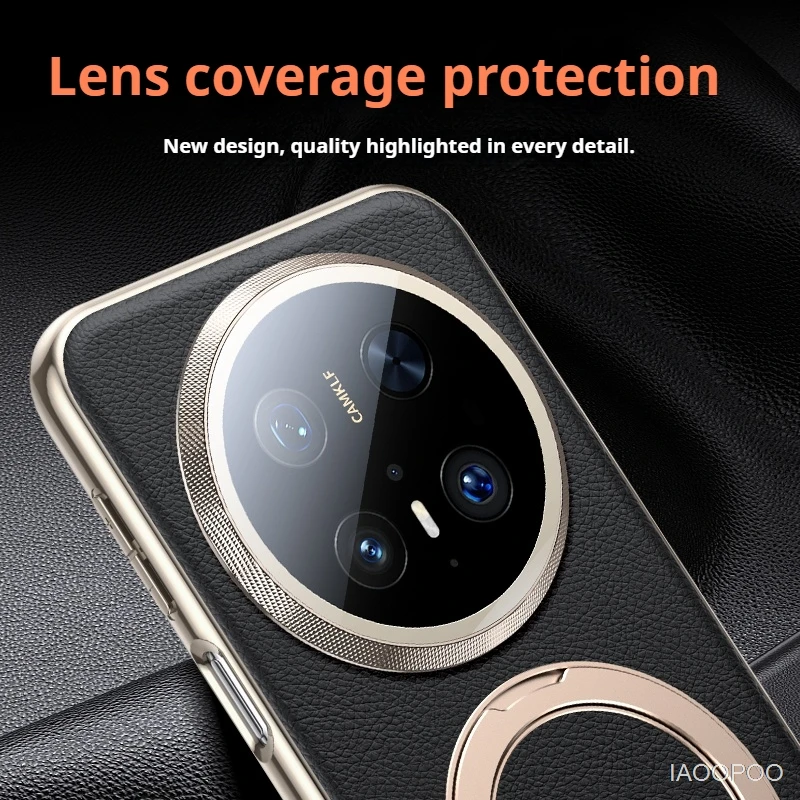 Magnetic Wireless Charging Case 360-degree Rotating Bracket Electroplated TPU Leather Case For Huawei Mate 70 60 Pro Plus