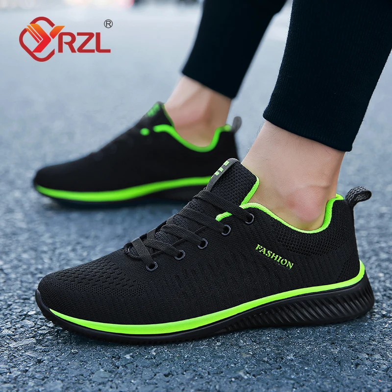 YRZL Zapatos para hombre, zapatillas deportivas ligeras para correr, zapatos clásicos transpirables, zapatos planos suaves informales en zapatillas de deporte de malla para exteriores para hombre