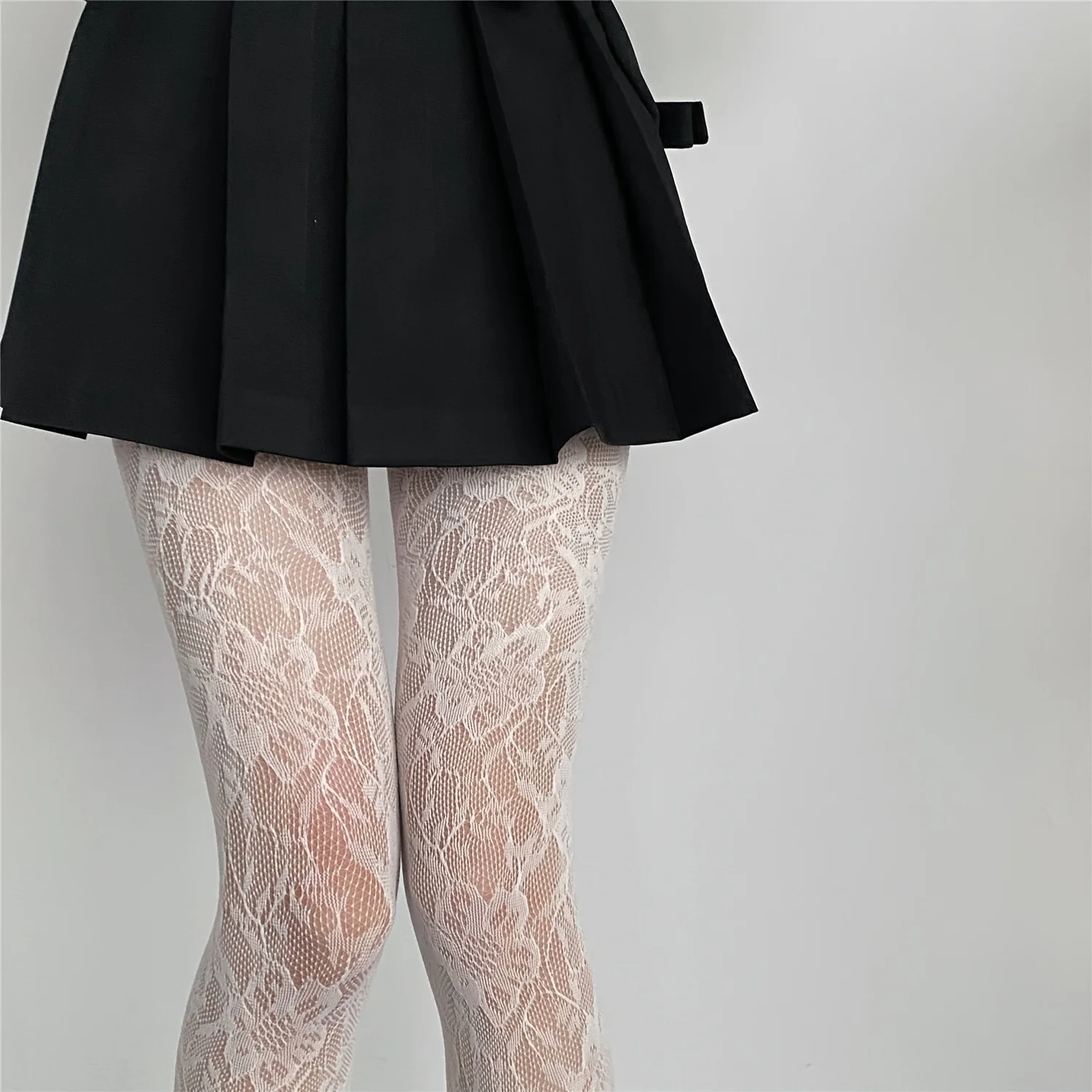 Damen-Strumpfhose mit floraler Spitze, Sommer-Mesh, sexy, durchsichtig, dünn, im Retro-Punk-Millennial-Stil, personalisierte Netzsocken – Detail 3