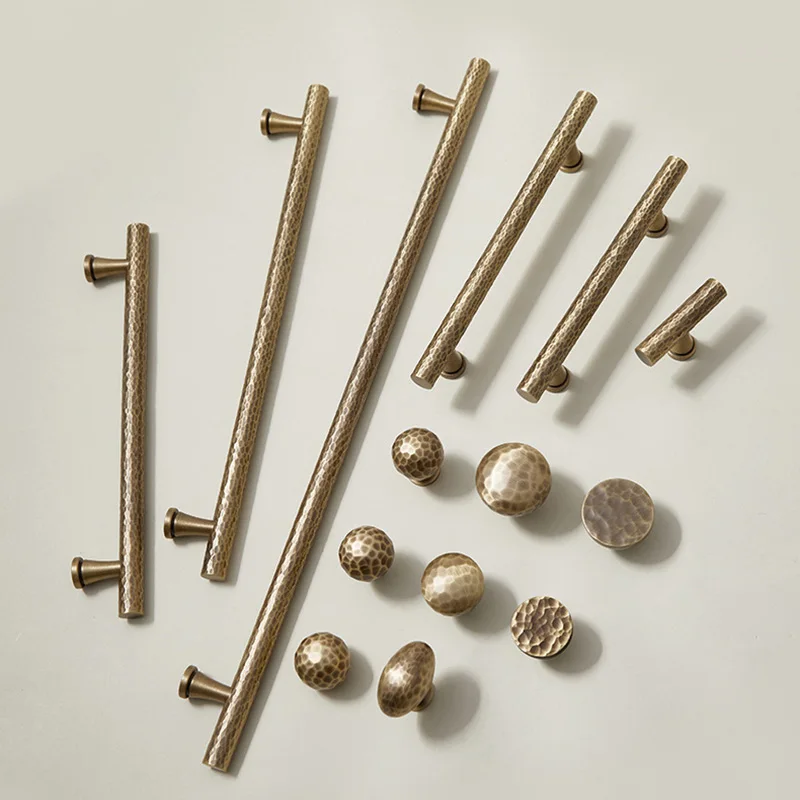 Bronze Brass Hammered Cabinet Handles Antique Textured Furniture Bar Drawer Knobs Cupboard Dresser Pulls