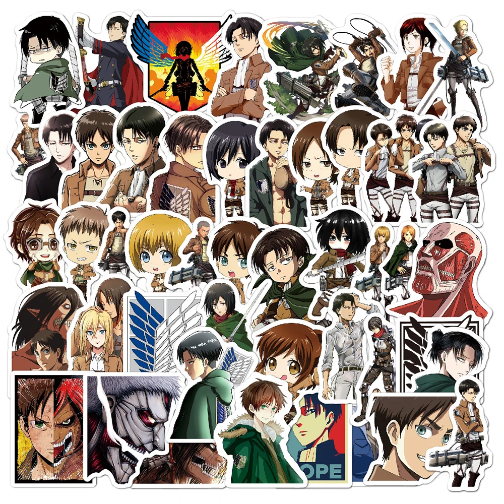 10/30/50pcs Anime Attack On Titan Caroton Stickers Eren Mikasa Kid Decals Toy DIY Notebook Suitcase Guitar Cool Graffiti Sticker