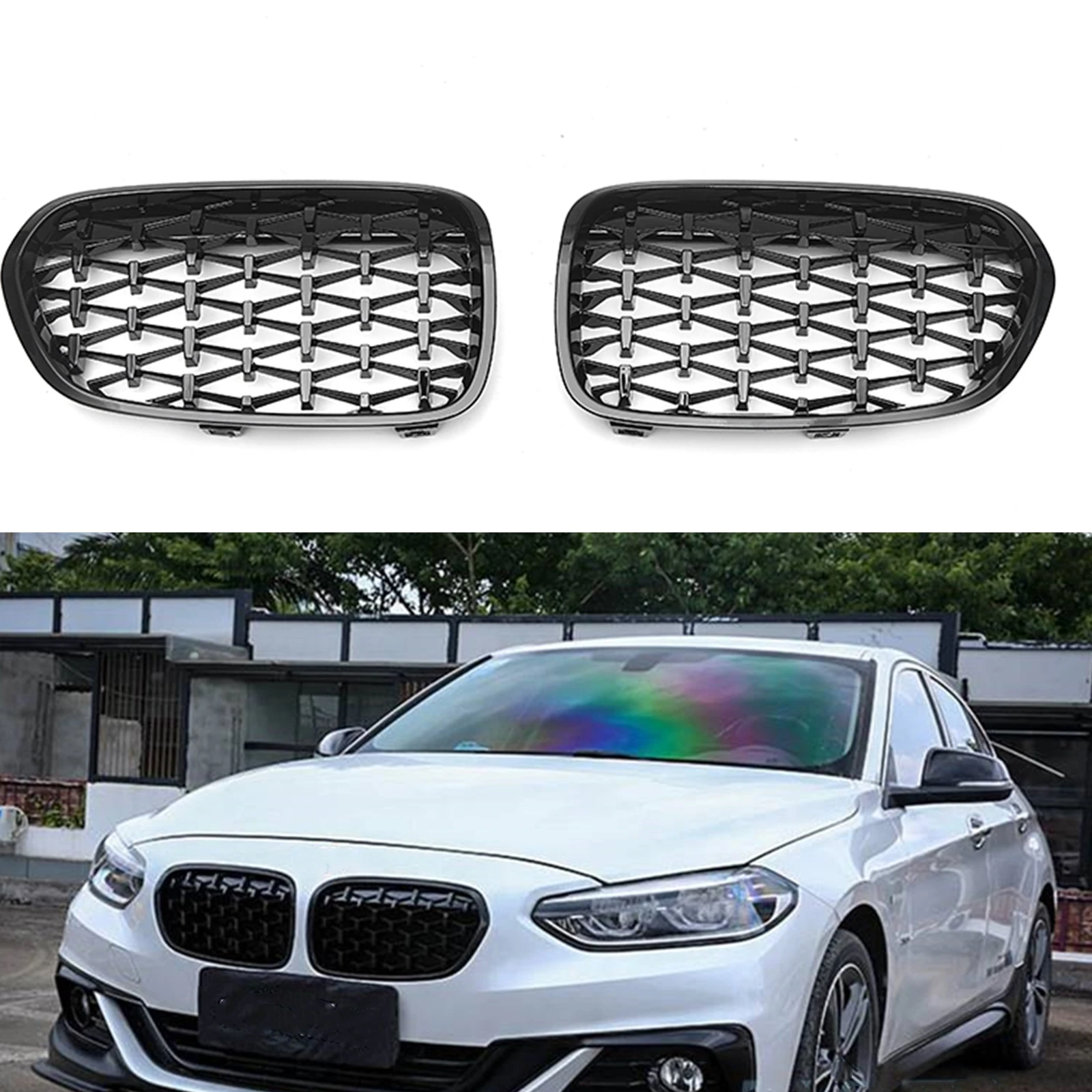 

For BMW 1 Series F52 118i 120i 2018 2019 2020 2021 Front Kidney Grille Racing Grill All Black Car Upper Bumper Hood Mesh Grid