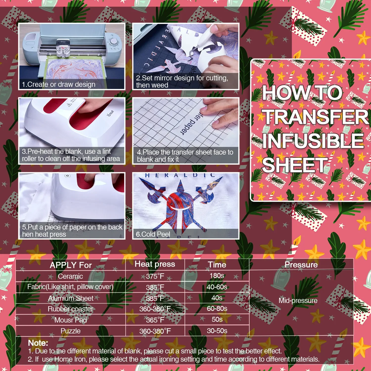 WOWOCUT Infusible Transfer Ink Sheets 12 PCS 12x12 IN Christmas Tree Plaid Sublimation Paper for Crafts T-Shirts Christmas Party