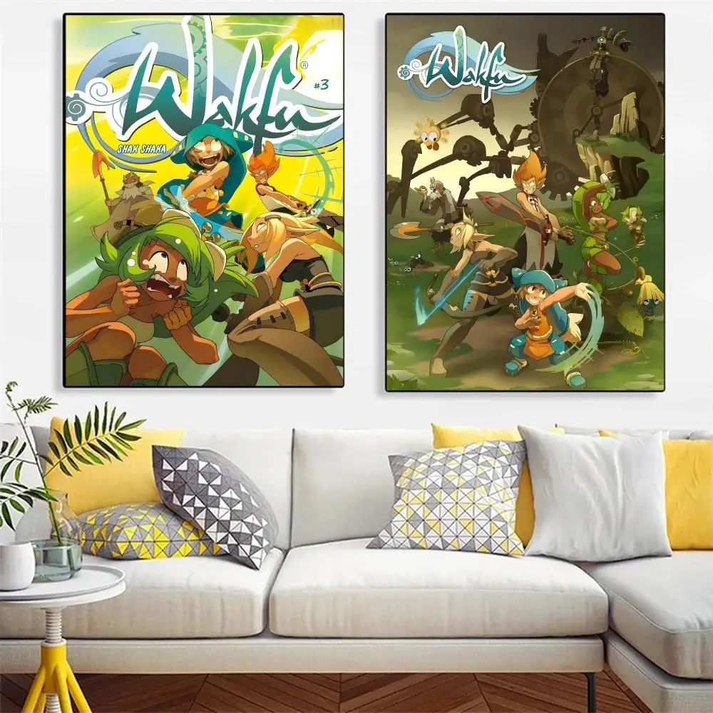 لعبة فيديو جميلة W-wakfu ملصق مقاوم للماء قماش الفن التجاعيد الحرة الجدار الشنق للمنزل غرفة المعيشة ديكور غرفة نوم