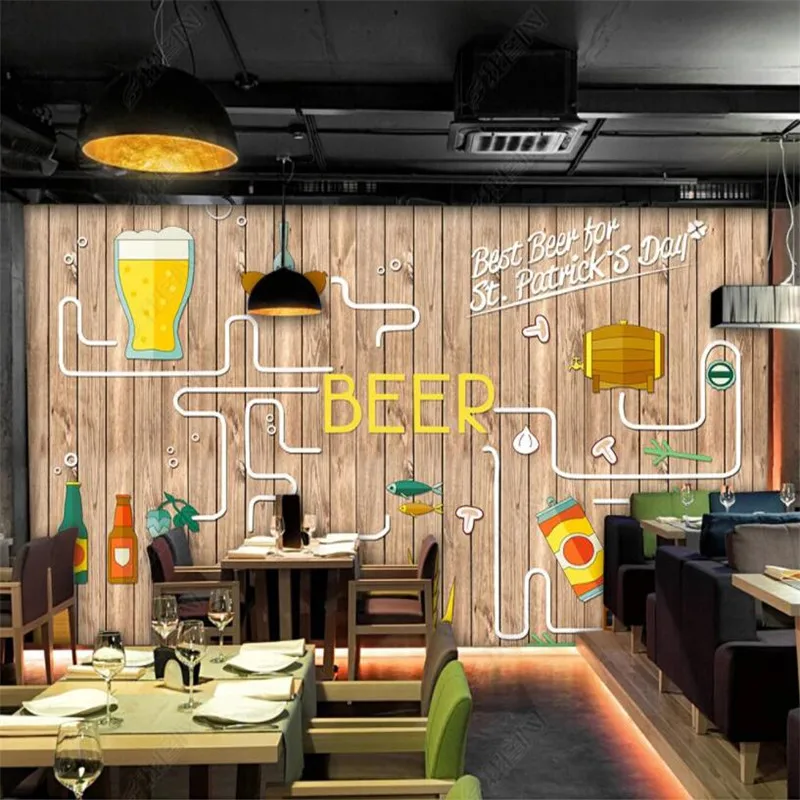 

Custom Hand-painted Beer Theme 3D Wall Paper Bar KTV Restaurant Industrial Decor Mural Self-adhesive Wallpaper Papel Tapiz