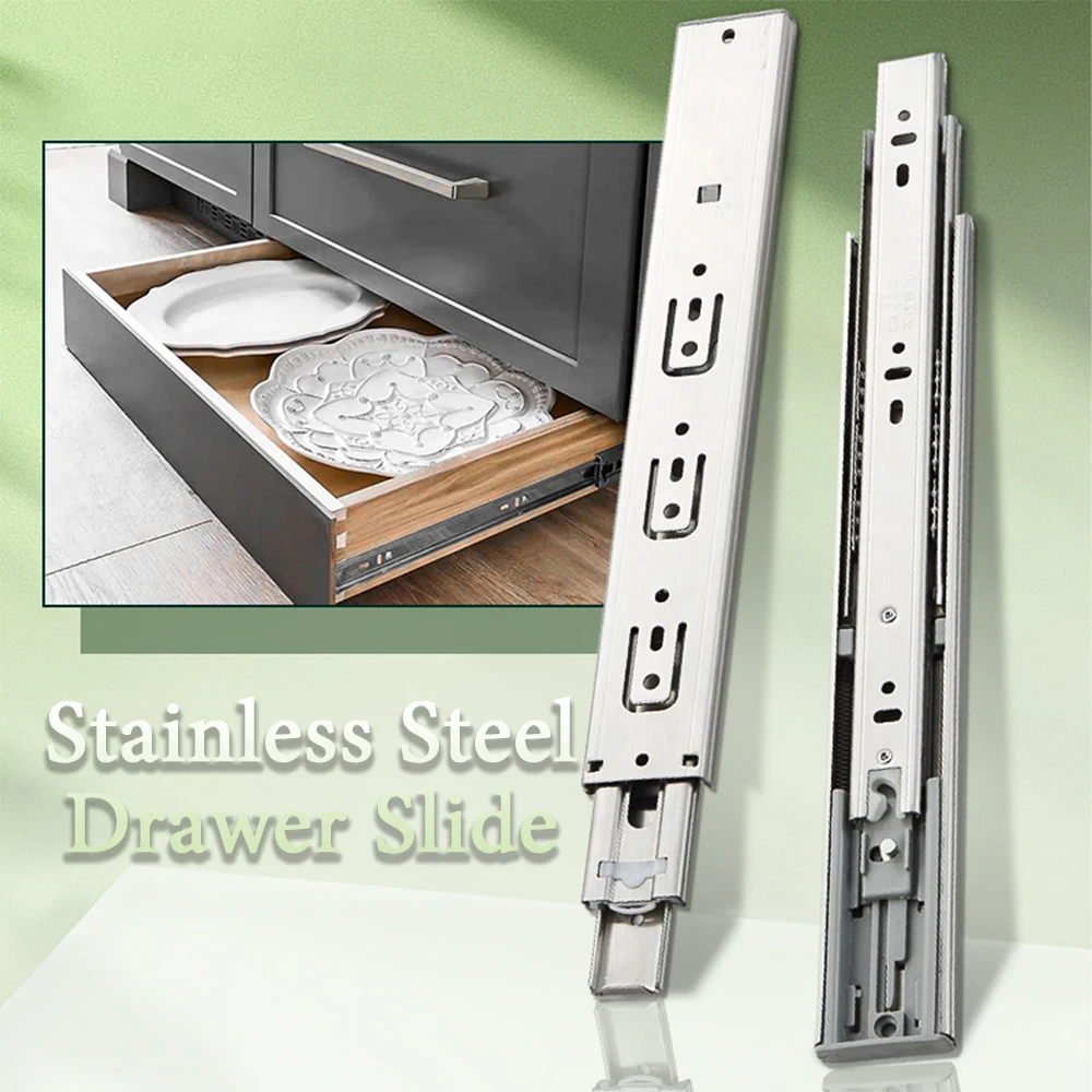 AOLISHENG Soft Close Stainless Drawer Slide Rail 10-24 Inch Side Mount Full Extended Ball Bearing Kitchen Cabinet Guide 1 Pair