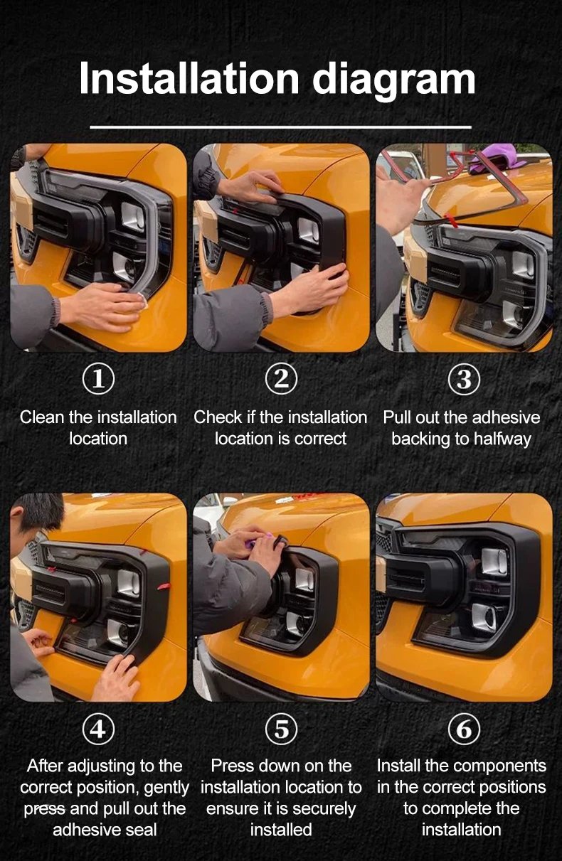 أضواء الرأس أغطية المصابيح لفورد رينجر T9 T6 MK2 رابتور 2023-2025 تعديل المحيطي الكسوة المصابيح الخلفية غطاء حماية اكسسوارات السيارات