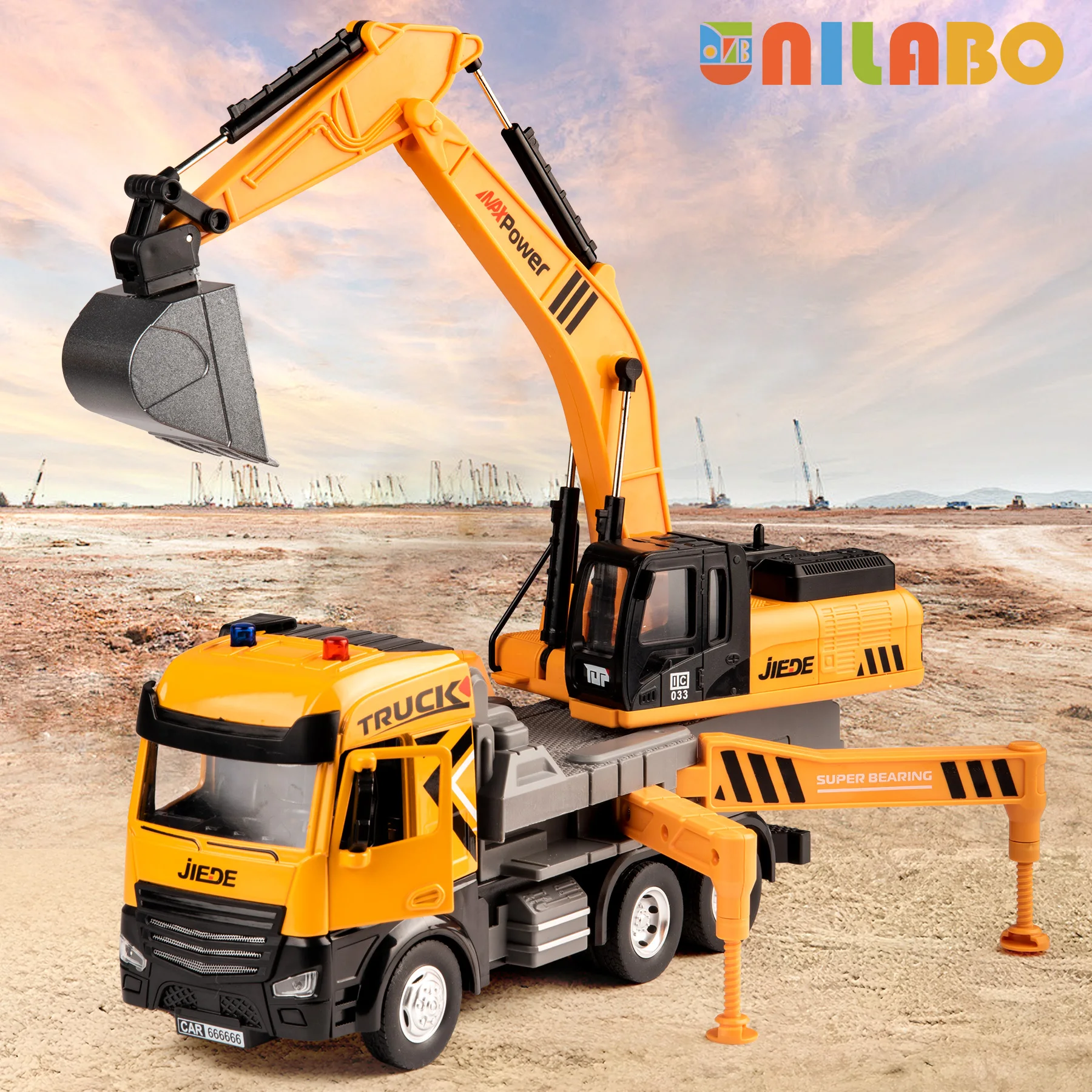 

Alloy 1:40 Vehicle Excavator Toy Extendable Arms Rotating Platform Inertia Power Light Sound Perfect Birthday Gift Boys Girls 3+