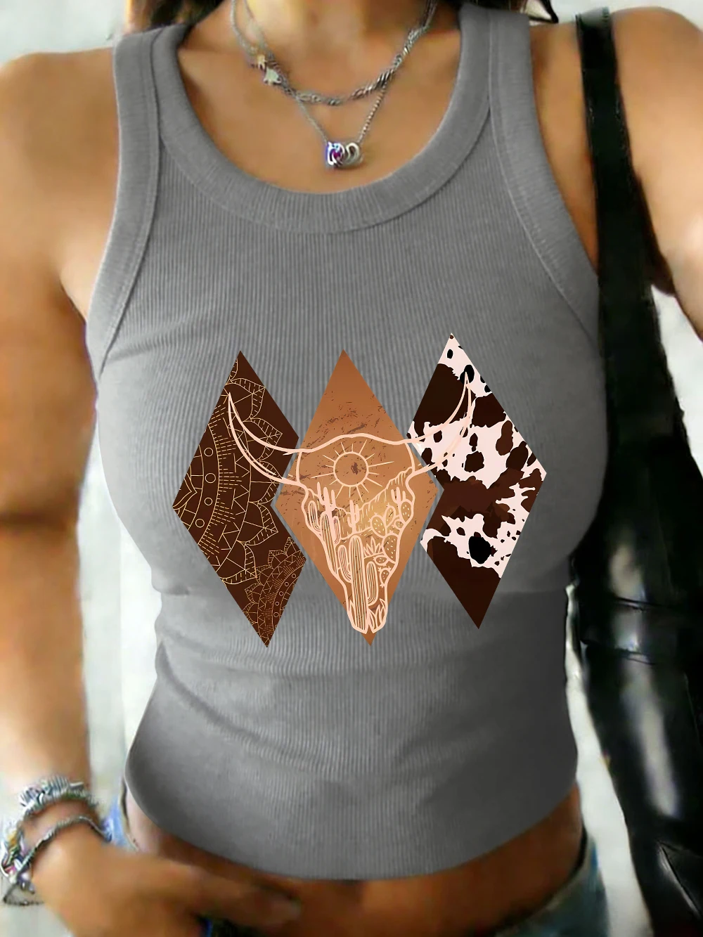 

Женские повседневные майки с принтом в ковбойском стиле, с круглым вырезом, базовые, эластичные, из хлопка, без рукавов, летние, облегающие, мягкие
