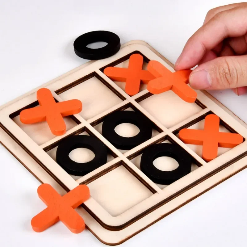 Wooden OX tic-tac-toe Chess Three Line Toy Interaction Puzzle Brain Logical Training Learing Early Educational Toys For Children