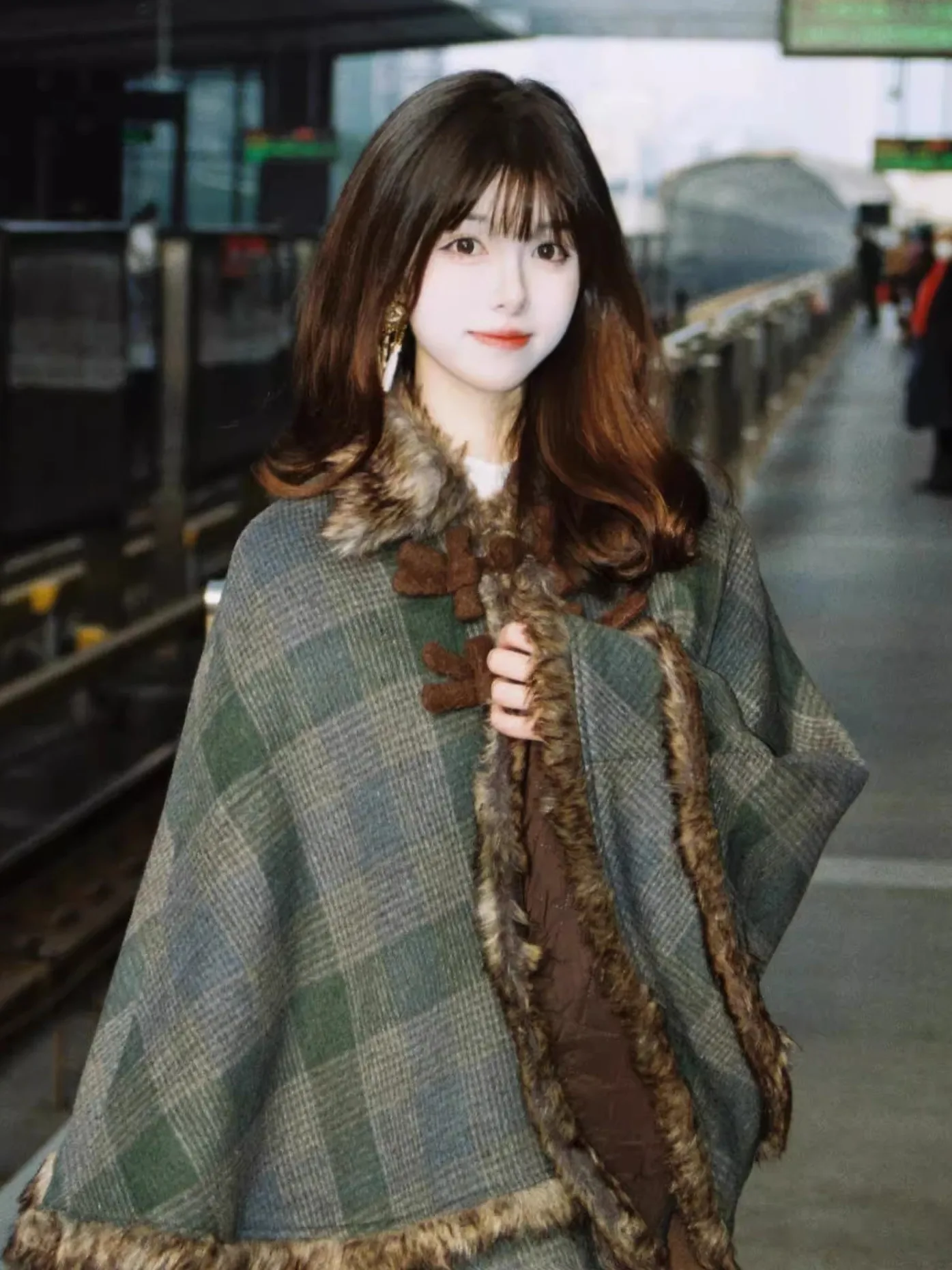 

Women's Winter Coat oulder awl Cote Cotton Lined Large Size Ethnic Sle High Waist Vintage Lapel Coat Korean Loose Fit