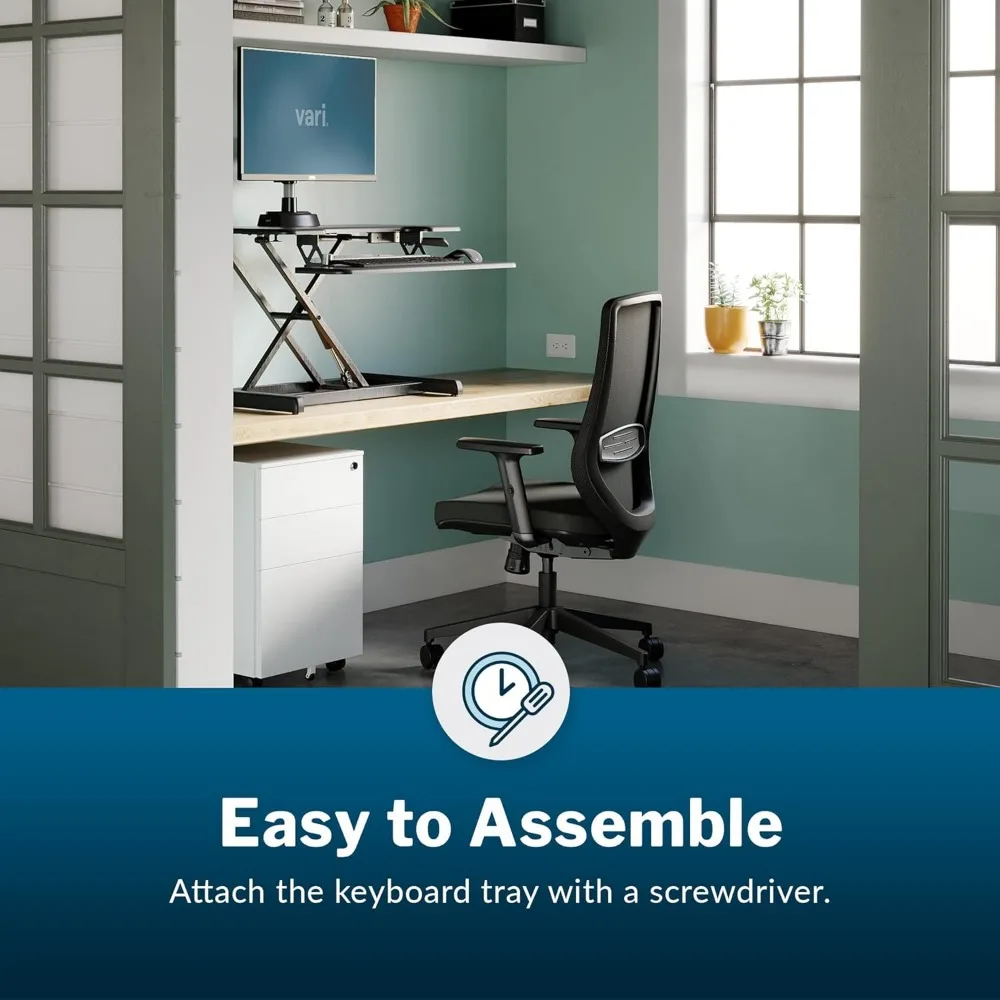 Two-Tier Standing Desk Converter for Monitor & Accessories - Height Adjustable Sit Stand Desk - Fully Assembled Monitor Riser