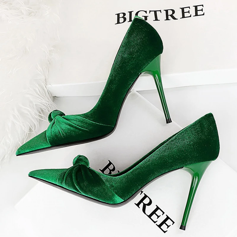 BIGTREE Shoes Bowknot Suede Women Pumps Fashion New High Heels Pointed Stilettos Women Heels 2024 New Design Pumps Plus Size 43