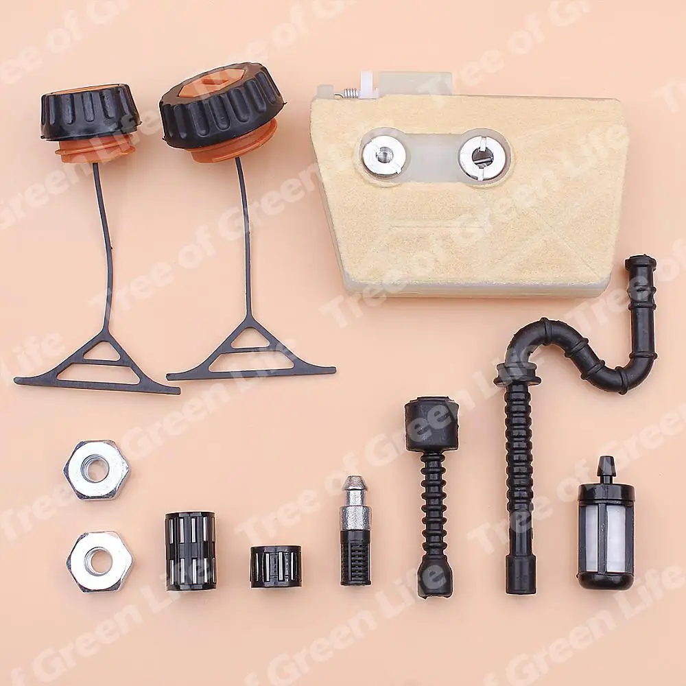 Tapa de tanque de línea de filtro de aceite y combustible de aire para Stihl 038 MS380 MS 380, barra de motosierra, Perno de embrague, pistón, rodamiento de agujas, 1119, 120