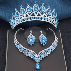 Royal Queen Wedding Crown Bridal Headwear Party Crystal Rhinestone Diadem Prom Headpiece for Women Tiaras Crown Jewelry Sets