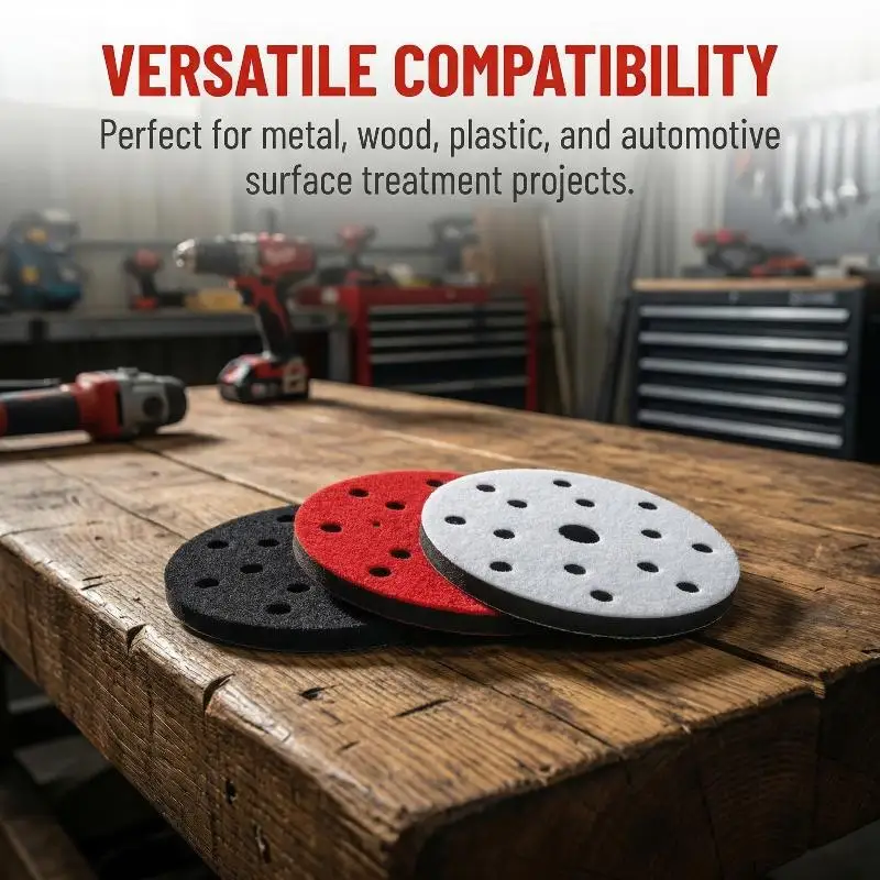 15 Holes Sponge Buffer Pad Pneumatic Dry Grinding Head 6 Inch for Efficient Dust Removal and Fine Finishing Tasks