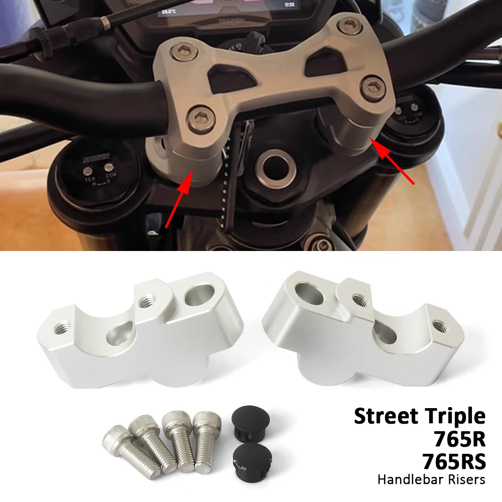 

New Motorcycle Accessories Lift Move Back Clamp Handlebar Riser Silver Kit For Street Triple 765R STREET TRIPLE 765RS 765 RS R