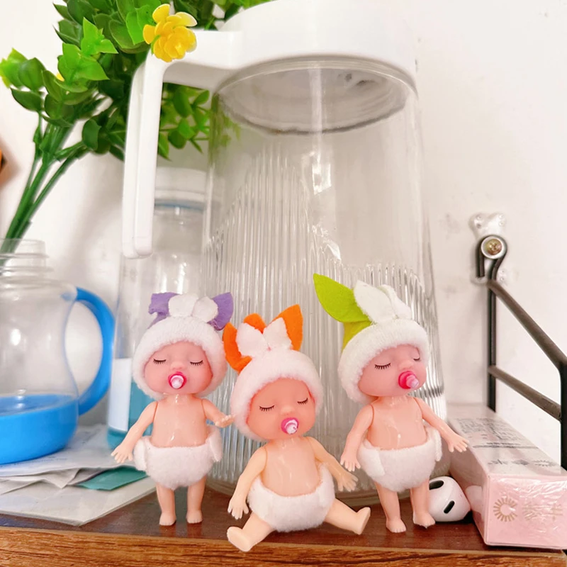 1 unidad de muñecos de elfos de conejo simulado para dormir con brazos móviles simulados y piernas, accesorios en miniatura para casa de muñecas