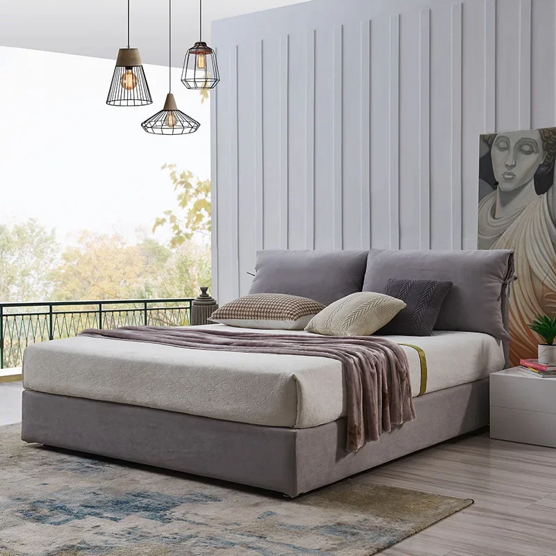Beauty Modern Bed Minimalist Double Light Luxury Wedding Hotel Bed Quality Aesthetics Create Ergonomic Muebles Hotel Furniture