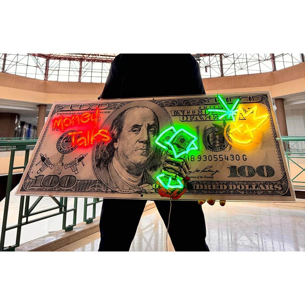 

Money Talks Led Neon Dollar Bill Neon Wall Art Light Sign Modern Home Decor Custom Living Room Bedroom Decoration Neon Lights