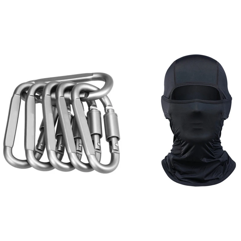 

6Pcs Hike Aluminum Keychain Hook With Outdoor Sports Face Cover Headwear Mask Cycling Hat UV Protection