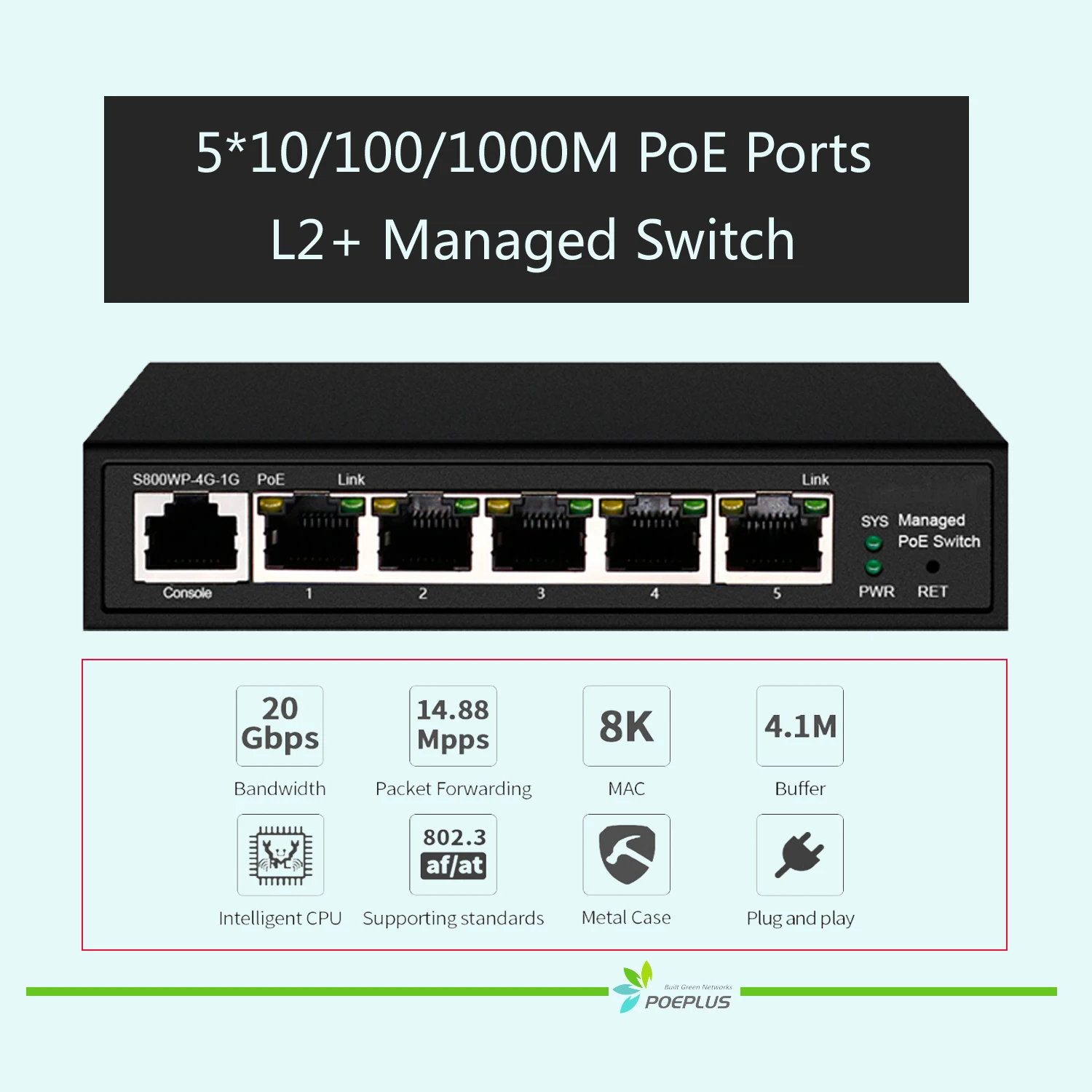 

Управляемый коммутатор с 5 портами gigabit poe или non L2