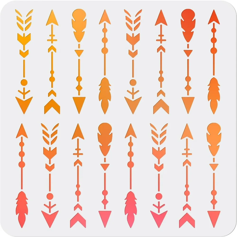 16 Styles Arrow Feather Stencil 11.8×11.8inch Arrow Kit Stencil Directional Arrow Sign Reusable Arrows Template for Farmhouse