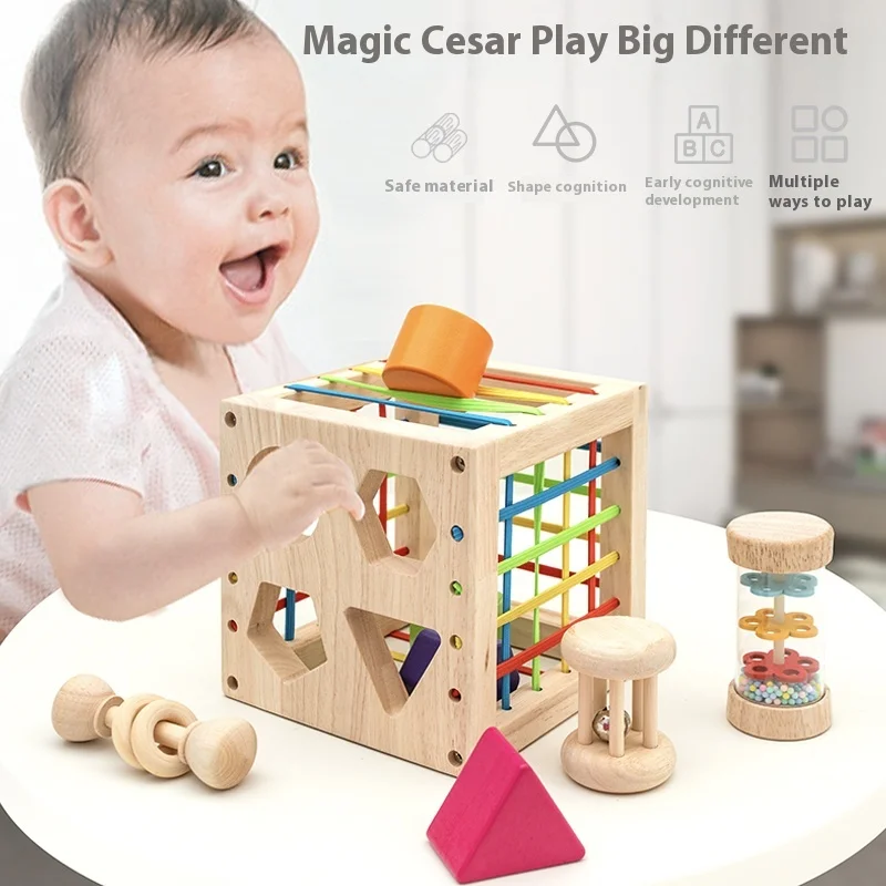 การศึกษามอนเตสซอรี่สำหรับเด็กเล็ก ของเล่นเพื่อการศึกษา การจับคู่รูปร่าง การฝึกจับ ของขวัญตรัสรู้ของทารก