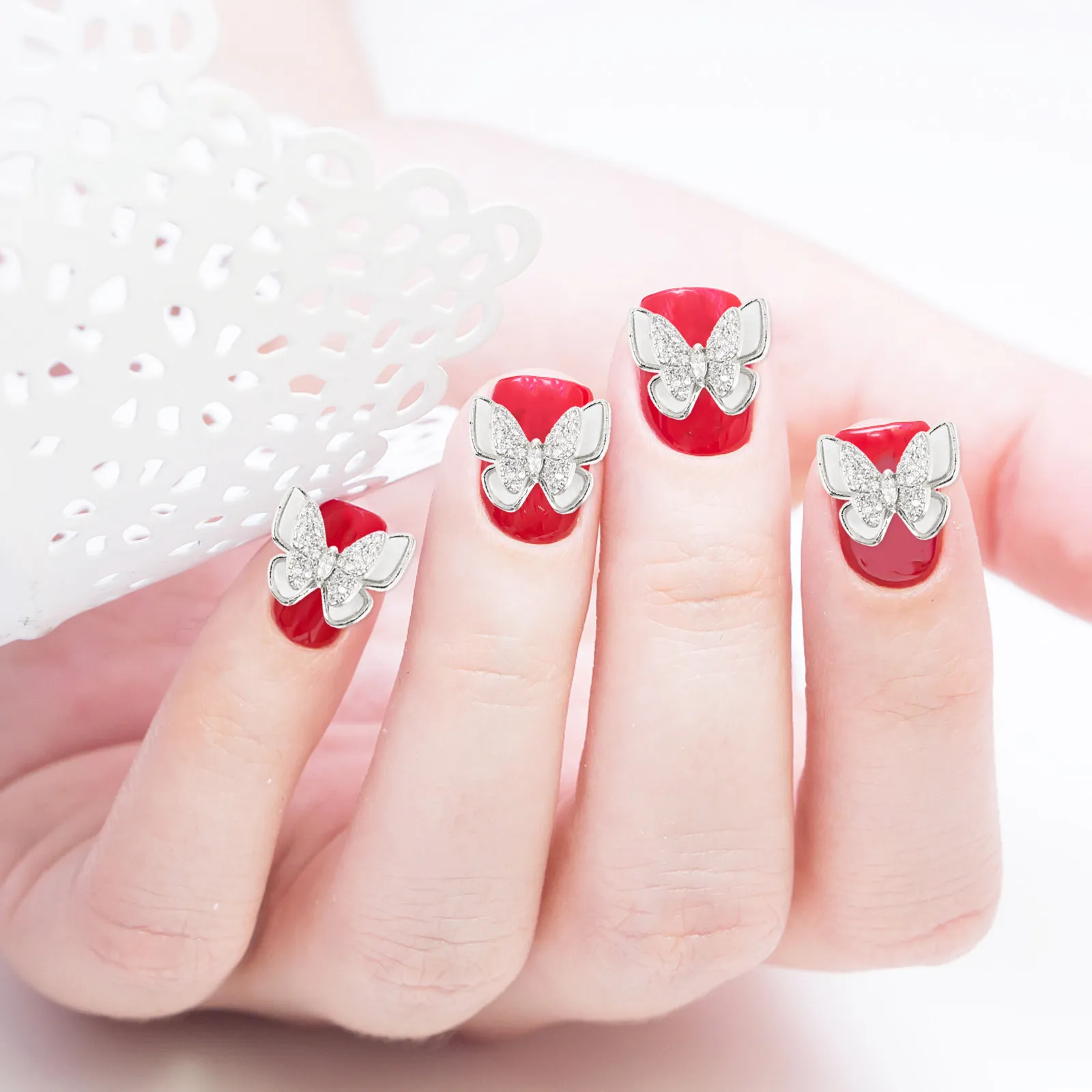 5Pcs Nail Studs Premium Design Nail Art Charms DIY Manicure Jewelry Decor for Party Stage Night Out Christmas Halloween Birthday