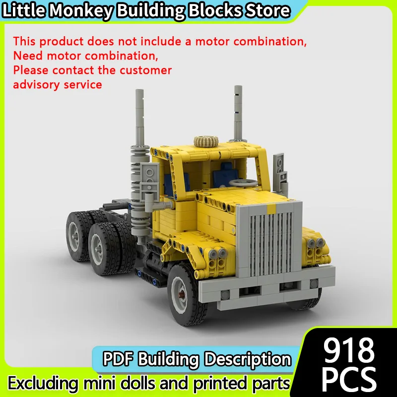 

City Car Model MOC Building Bricks Long-Head Tractor Truck Modular Technology Children Holiday Gifts Assemble Toys Suit