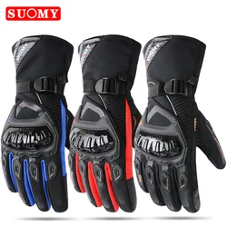 SUOMY Waterproof Motorcycle Gloves Winter Warm Moto Protective Gloves Touch Screen Gant Moto Guantes Motorbike Riding Glove