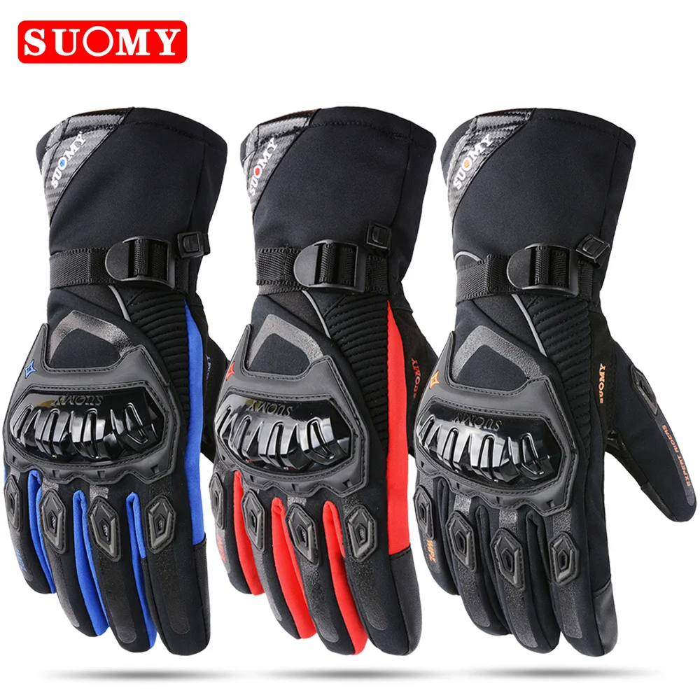 SUOMY Waterproof Motorcycle Gloves Winter Warm Moto Protective Gloves Touch Screen Gant Moto Guantes Motorbike Riding Glove