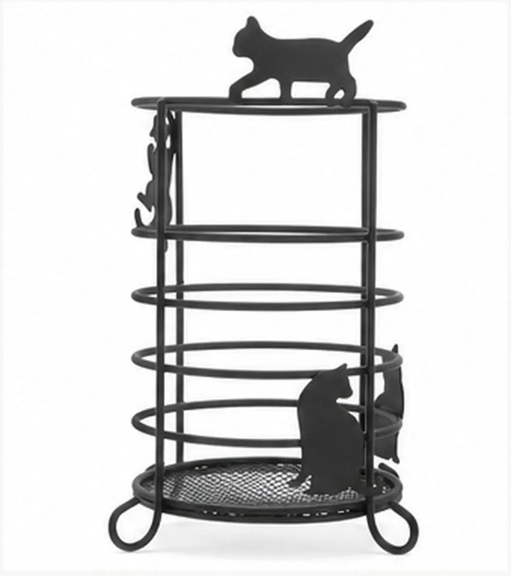 Cat Silhouette Pen Holder Small Iron Art Multifunction Desktop Organizer Pen Storage Chopsticks Tableware Holder