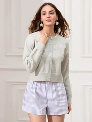 Nieuwe mode dames crop gebreid vest effen kleur ronde hals button-down lange mouwen tops voor herfst winter hete verkoop s-xl