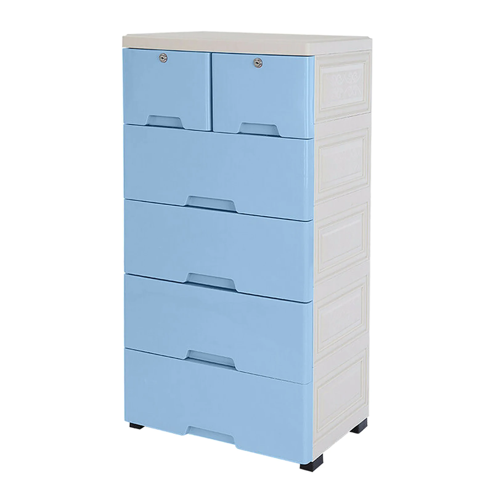 Blue 5-Layer 6-Drawer Storage Cabinet Tower Locker Living Room Unit Organizer 19.7