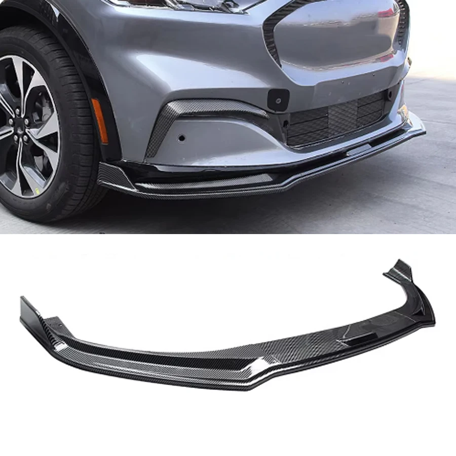 Paraurti anteriore Spoiler Splitter per Ford Electric Mustang Mach-E 2021 2022 2023 2024 Tuning Body kit ABS Gloss Black