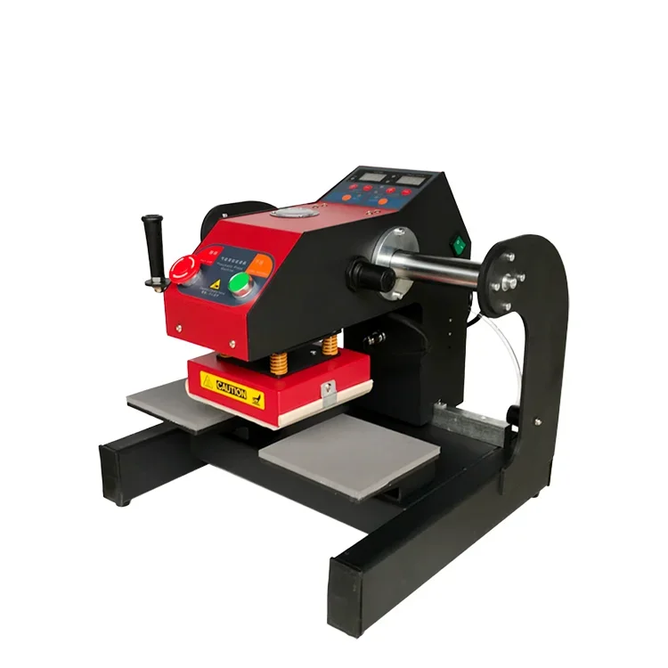 

Semi-Automatic 15*15cm Pneumatic Heat Press Machine Double Working Station Small Logo Home Use Printing Shops Tshirts Labels