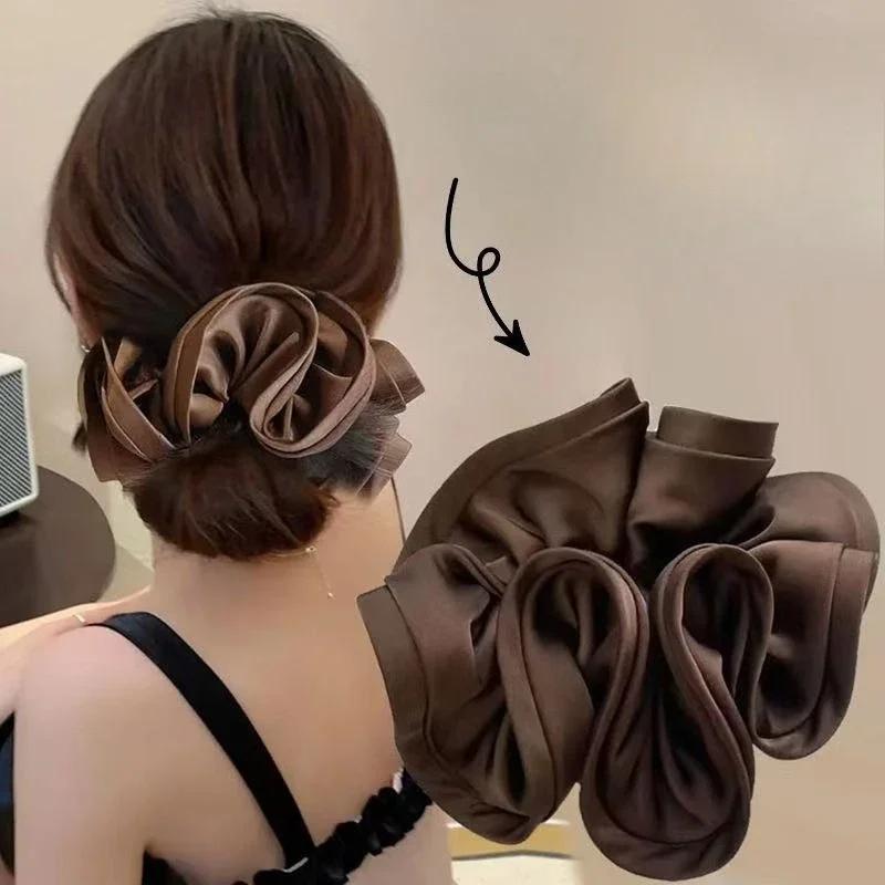 ربطة شعر على شكل فطريات بتصميم فرنسي تشبه ربطة شعر من الساتان للنساء مع ربطة شعر بتصميم جديد بسيط ومزاج بسيط