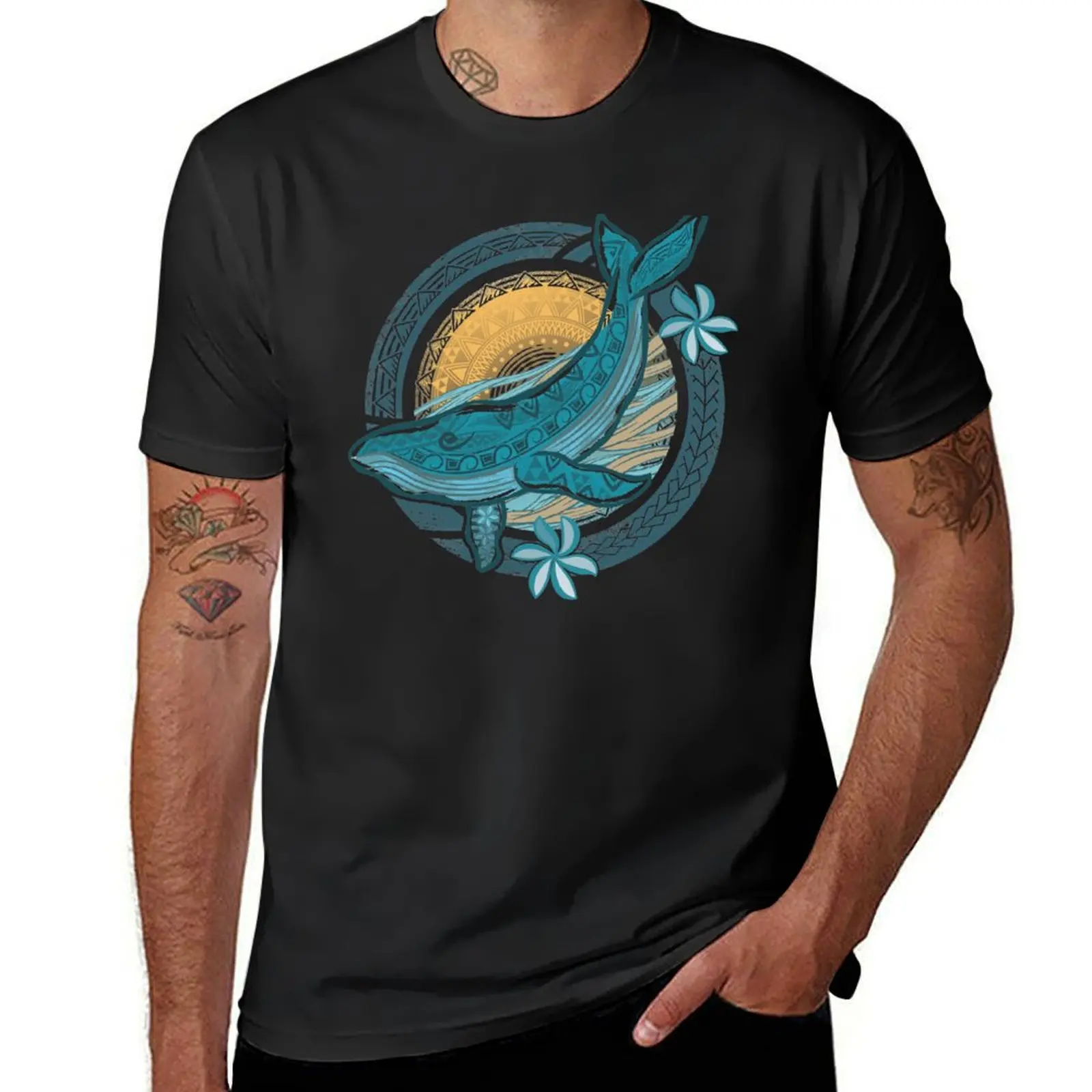 Vintage Hawaiian Diving Humpback Whale T-Shirt summer tops oversizeds plus size tops aesthetic clothes plain t shirts men