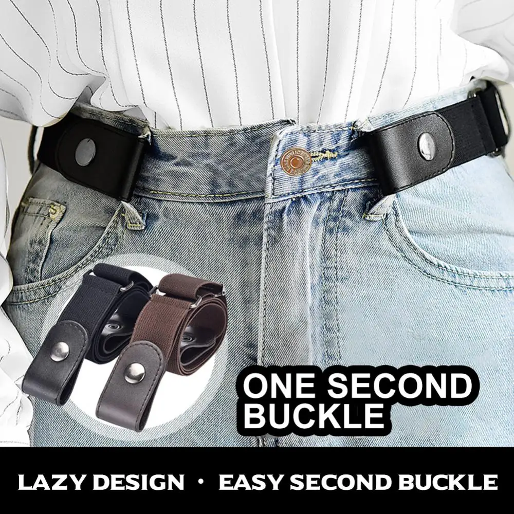 Elastic Invisible Belt For Women Men Belt Without Buckle Female Waistband Summer Trend Jeans Buckle-Free Waist Band