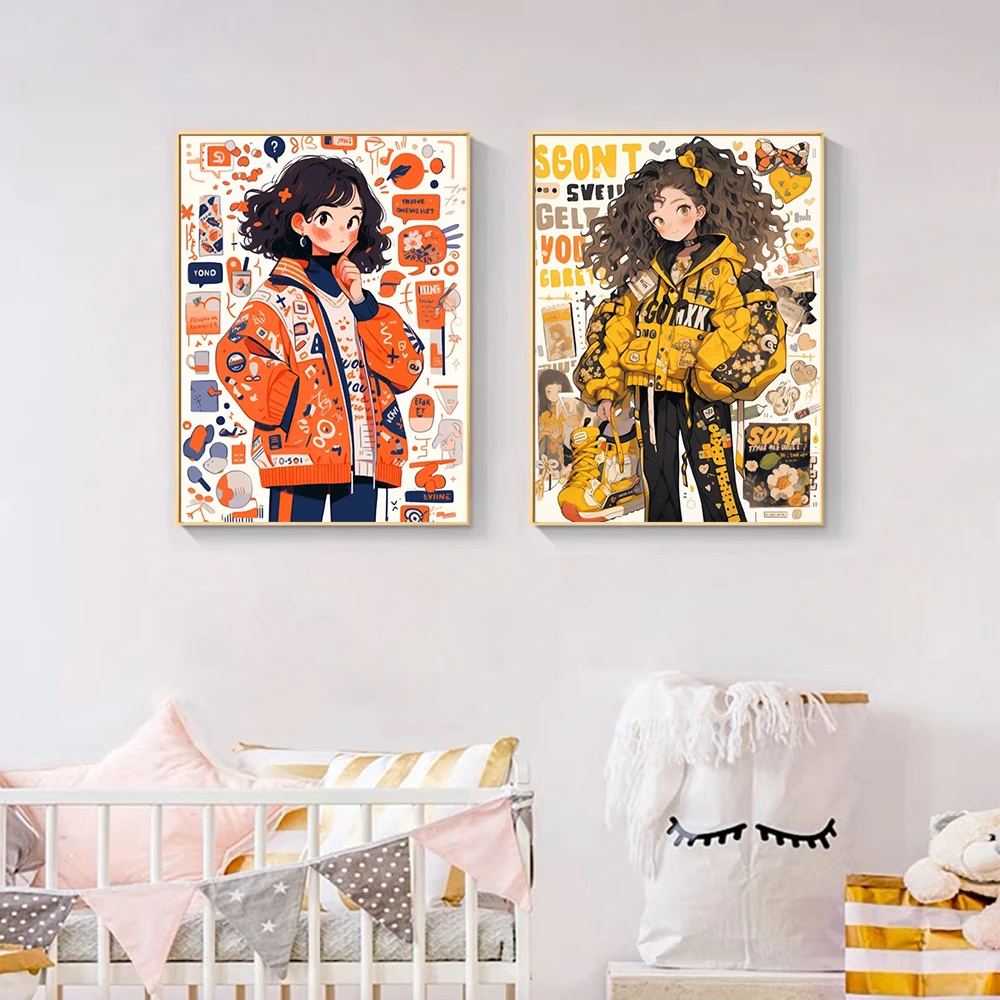 AB Diamond Painting Cartoon Girl Rhinestone Cross Stitch Personalized Picture Mosaic Embroidery Handmade Gift Home Decoration