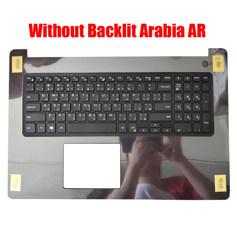 US / Arabia / Russia Laptop Palmrest For DELL For Inspiron 17 5770 04DNW1 4DNW1 0GV9FW GV9FW Black / Silver Upper Case New